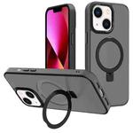 For iPhone 13 Kalebol Metal Lens Frame MagSafe Holder Frosted PC Phone Case(Black)