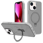 For iPhone 13 Kalebol Metal Lens Frame MagSafe Holder Frosted PC Phone Case(Grey)