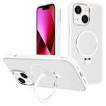 For iPhone 13 Kalebol Metal Lens Frame MagSafe Holder Frosted PC Phone Case(Frosted White)