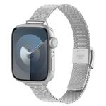 For Apple Watch 46mm / 49mm / 45mm / 44mm Milanese Embossed Metal Watch Band(Silver Rose)