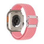 For Apple Watch 46mm / 49mm / 45mm / 44mm Double Loop Mechanical Buckle Nylon Braid Watch Band(Pink)