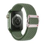 For Apple Watch 46mm / 49mm / 45mm / 44mm Double Loop Mechanical Buckle Nylon Braid Watch Band(Olive Green)
