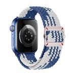 For Apple Watch 46mm / 49mm / 45mm / 44mm Double Loop Mechanical Buckle Nylon Braid Watch Band(Z Blue White)