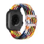 For Apple Watch 46mm / 49mm / 45mm / 44mm Double Loop Mechanical Buckle Nylon Braid Watch Band(White Rainbow)