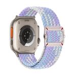 For Apple Watch 46mm / 49mm / 45mm / 44mm Double Loop Mechanical Buckle Nylon Braid Watch Band(Blue Purple Gradient)