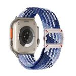 For Apple Watch 46mm / 49mm / 45mm / 44mm Double Loop Mechanical Buckle Nylon Braid Watch Band(Gradient Blue)