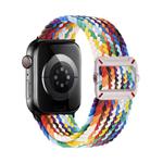 For Apple Watch 42mm / 41mm / 40mm / 38mm Double Loop Mechanical Buckle Nylon Braid Watch Band(Official Rainbow)