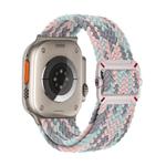 For Apple Watch 42mm / 41mm / 40mm / 38mm Double Loop Mechanical Buckle Nylon Braid Watch Band(X Pink White Gray)