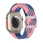 For Apple Watch 42mm / 41mm / 40mm / 38mm Double Loop Mechanical Buckle Nylon Braid Watch Band(Z Blue Pink)