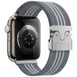 For Apple Watch 42 / 44 / 45 / 46 / 49mm xDfind Parachute Buckle 3-Stripe Braided Nylon Watch Band(Grey White)