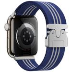 For Apple Watch 38 / 40 / 41 / S10 42mm xDfind Parachute Buckle 3-Stripe Braided Nylon Watch Band(Blue White)