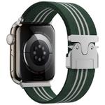For Apple Watch 38 / 40 / 41 / S10 42mm xDfind Parachute Buckle 3-Stripe Braided Nylon Watch Band(Green White)