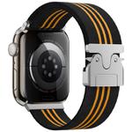 For Apple Watch 38 / 40 / 41 / S10 42mm xDfind Parachute Buckle 3-Stripe Braided Nylon Watch Band(Black Orange)