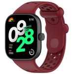 For Xiaomi Smart Band 9 Pro/8 Pro/Redmi Watch 5/4 xDfind BreathableHole Solid Color Silicone Watch Band(Wine Red)