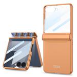 For Samsung Galaxy Z Flip7 5G GKK Integrated HD Film Magnetic Full Coverage Flip Phone Case(Orange)
