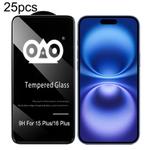 For iPhone 16 Plus / 15 Plus 25pcs Shockproof Anti-breaking Edge Airbag Tempered Glass Film