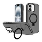 For iPhone 16 Plus Kalebol Frosted MagSafe Holder PC Phone Case(Black)