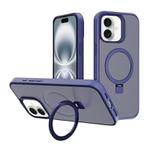 For iPhone 16 Kalebol Frosted MagSafe Holder PC Phone Case(Royal Blue)