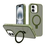 For iPhone 16 Kalebol Frosted MagSafe Holder PC Phone Case(Deep Green)
