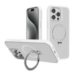 For iPhone 15 Pro Kalebol Frosted MagSafe Holder PC Phone Case(White)