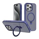 For iPhone 15 Pro Kalebol Frosted MagSafe Holder PC Phone Case(Royal Blue)
