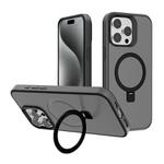 For iPhone 15 Pro Kalebol Frosted MagSafe Holder PC Phone Case(Black)