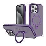For iPhone 15 Pro Kalebol Frosted MagSafe Holder PC Phone Case(Dark Purple)