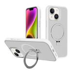 For iPhone 14 Kalebol Frosted MagSafe Holder PC Phone Case(White)