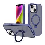 For iPhone 14 Kalebol Frosted MagSafe Holder PC Phone Case(Royal Blue)