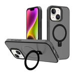 For iPhone 14 Kalebol Frosted MagSafe Holder PC Phone Case(Black)