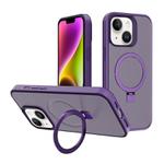 For iPhone 14 Kalebol Frosted MagSafe Holder PC Phone Case(Dark Purple)