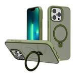 For iPhone 13 Pro Kalebol Frosted MagSafe Holder PC Phone Case(Deep Green)