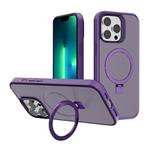 For iPhone 13 Pro Kalebol Frosted MagSafe Holder PC Phone Case(Dark Purple)