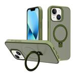 For iPhone 13 Kalebol Frosted MagSafe Holder PC Phone Case(Deep Green)