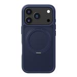 For iPhone 17 Pro Kalebol Frosted MagSafe Holder Acrylic Hybrid TPU Phone Case(Navy Blue)