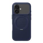 For iPhone 17 Kalebol Frosted MagSafe Holder Acrylic Hybrid TPU Phone Case(Navy Blue)