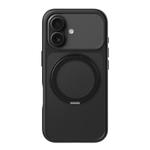 For iPhone 17 Kalebol Frosted MagSafe Holder Acrylic Hybrid TPU Phone Case(Black)