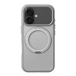 For iPhone 17 Kalebol Frosted MagSafe Holder Acrylic Hybrid TPU Phone Case(Cobble Grey)