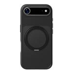 For iPhone 17 Air Kalebol Frosted MagSafe Holder Acrylic Hybrid TPU Phone Case(Black)