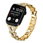 For Apple Watch 42 / 44 / 45 / 46 / 49mm 20mm xDfind Small Twist Diamond Metal Watch Band(Gold)