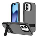 For iPhone 17 Kalebol Frosted Holder PC Hybrid TPU Phone Case(Black)