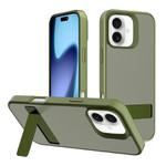 For iPhone 17 Kalebol Frosted Holder PC Hybrid TPU Phone Case(Deep Green)