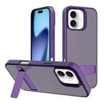 For iPhone 17 Kalebol Frosted Holder PC Hybrid TPU Phone Case(Dark Purple)