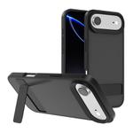 For iPhone 17 Air Kalebol Frosted Holder PC Hybrid TPU Phone Case(Black)