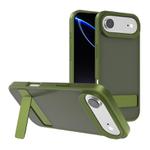For iPhone 17 Air Kalebol Frosted Holder PC Hybrid TPU Phone Case(Deep Green)