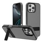 For iPhone 16 Pro Max Kalebol Frosted Holder PC Hybrid TPU Phone Case(Black)