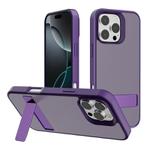 For iPhone 16 Pro Kalebol Frosted Holder PC Hybrid TPU Phone Case(Dark Purple)