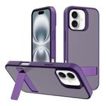For iPhone 16 Plus Kalebol Frosted Holder PC Hybrid TPU Phone Case(Dark Purple)