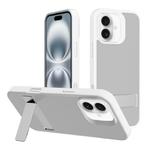 For iPhone 16 Kalebol Frosted Holder PC Hybrid TPU Phone Case(White)