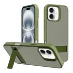 For iPhone 16 Kalebol Frosted Holder PC Hybrid TPU Phone Case(Deep Green)